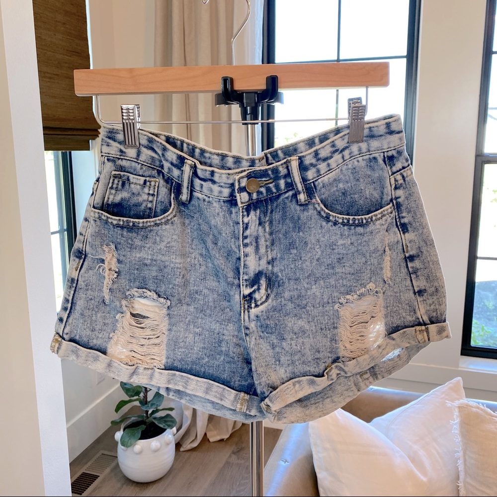 Shein Distressed Denim Shorts - Size Medium